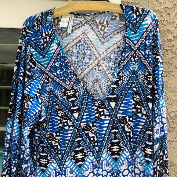 Kenneth Cole Blue Long Sleeve Top SzLG NWTS - Picture 2 of 10